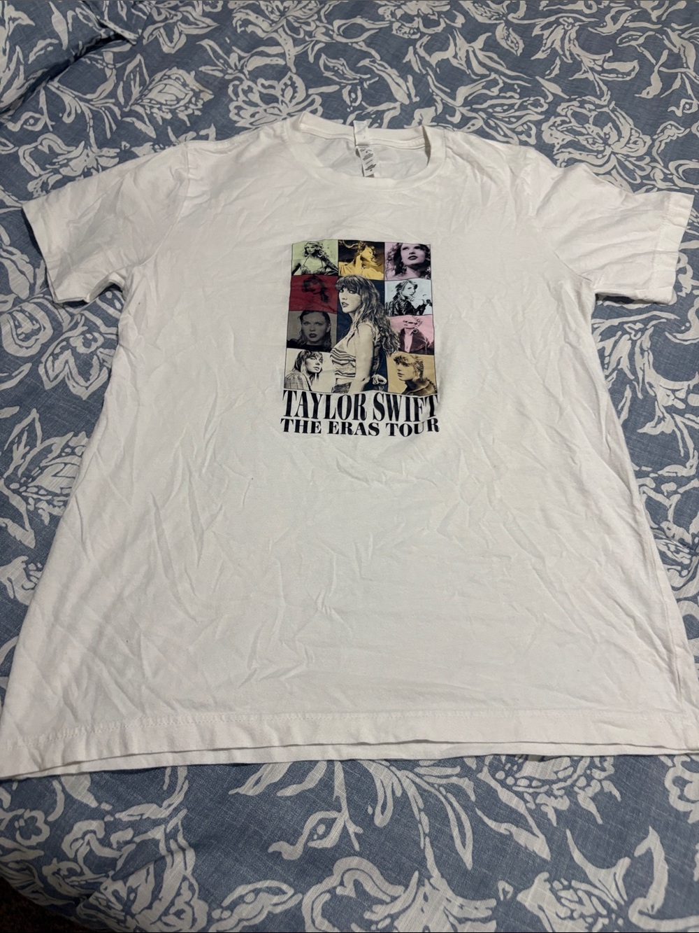 Bella Canvas White Short-Sleeve Graphic Tee with Multicolor Front Print eras